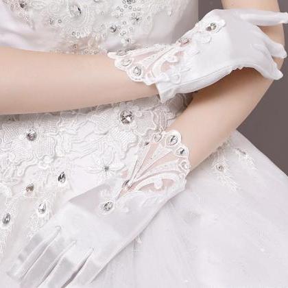 Lace Wedding Dress Gloves, High-grade Satin..