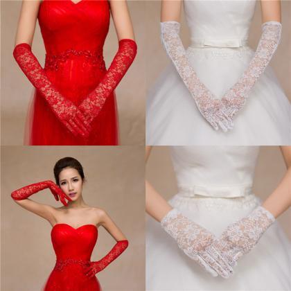 Bride's Wedding Dress Gloves, Lace..