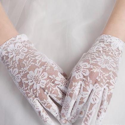 Bridal Gauze Gloves, Short Lace Bridal Dress..