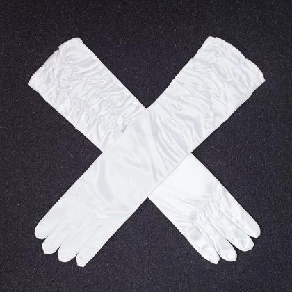Bride Satin Gloves, Middle-length Wrinkled Gloves,..