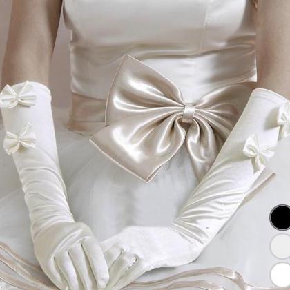 Bride Gloves, Medium Length Satin Tint Wedding..