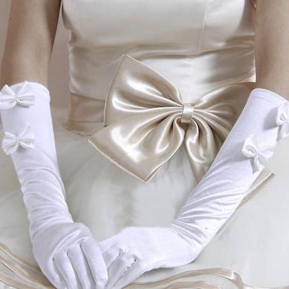 Bride Gloves, Medium Length Satin Tint Wedding..