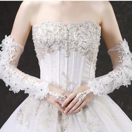 Bridal Dress Gloves, Long White Lace Gloves,..