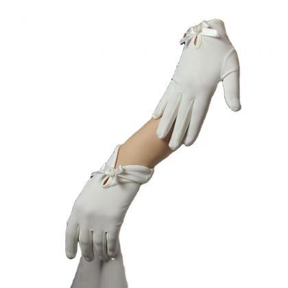 Gloves For Bridal Gowns.stretch Satin Simple Photo..