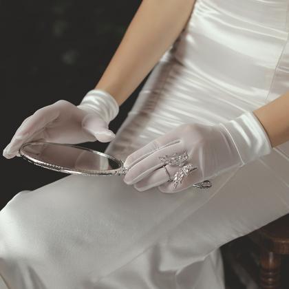 , Bridal Dress Gloves, Stretch Satin Simple Gloves