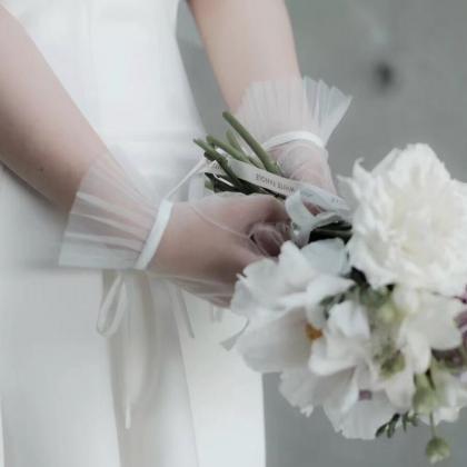 Mesh Full Finger Short Style, Fold Bridal Gloves,..