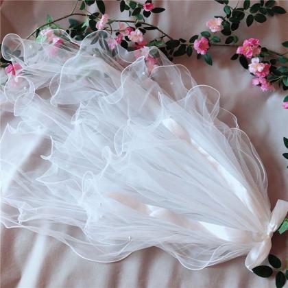 Bridal Veil, 4 Layers Of Pearl Wave Bouffant Veil,..