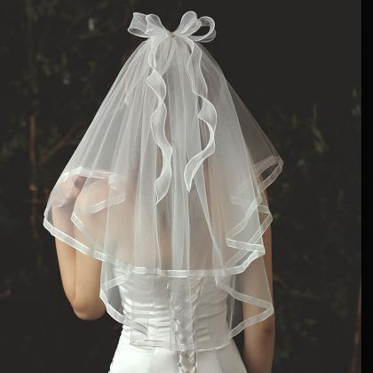 Bridal Veil, Wedding Dress Wedding Bowknot..