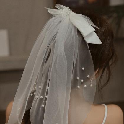 Wedding Dressveil,pearl Short Flower Tiara For..
