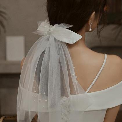 Wedding Dressveil,pearl Short Flower Tiara For..