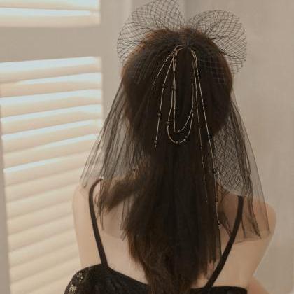 Retro Bridal Headdress, Fairy Sen Tiaras, Black..