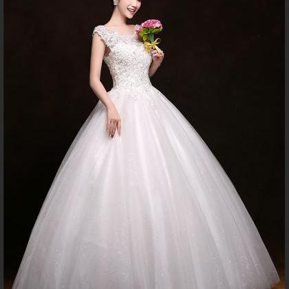 Wedding Dress ,cap Sleeve Bridal Dress, Large..
