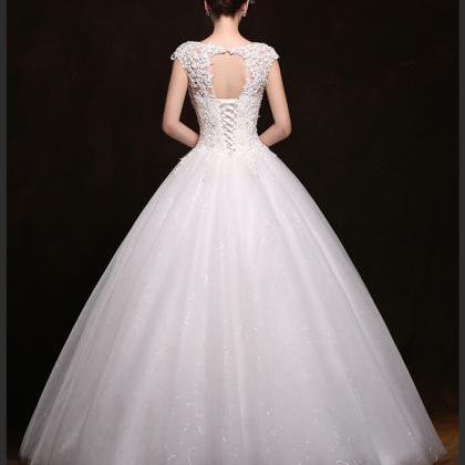 Wedding Dress ,cap Sleeve Bridal Dress, Large..