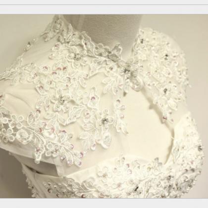 Brial White Beaded Dress, Floor-length Lace Bridal..