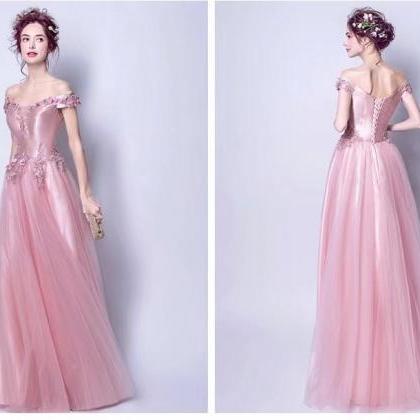 Elegant,candy Pink Prom Dress,off Shoulder..