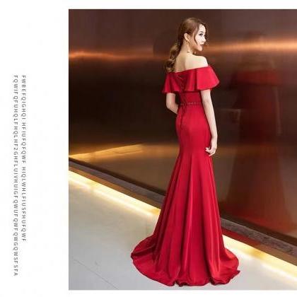 Red Wedding Dress, Off Shoulder Evening Dress,..