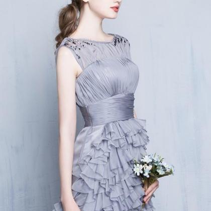 Sleeveless Prom Dress,grey Evening Dress, Unique..