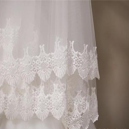 Short Bridal Veil, 1.5 Water-soluble Lace, Wedding..