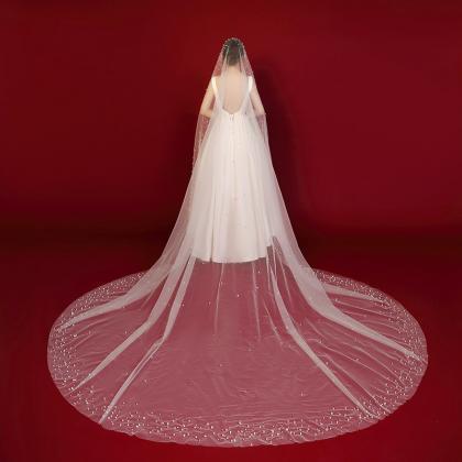 Bridal Veil, Simple, Long Style Big Tail Veil,..