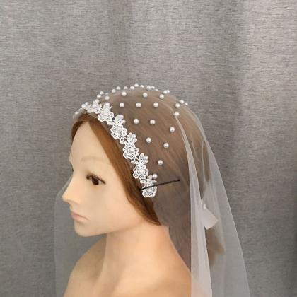Self-created, Bridal Veil, Beaded Hat Style..