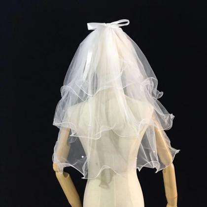 Bride Bowknot Bouffant Veil, Multi-layer Wedding..