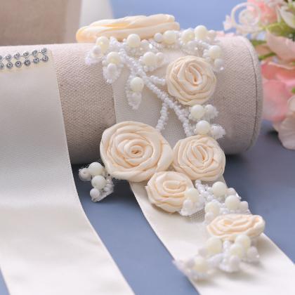 Bridal Belt Diamond, Flower Pearl Ribbon, Party..