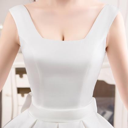 Simple Bridal Dress, White U-neck Wedding Dress,..