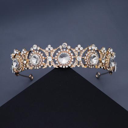 Classic Round Tiara, Vintage, Luxury Hollowed-out..
