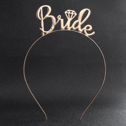 Bride Letter Gold Headband, Wedding Guest Flower..