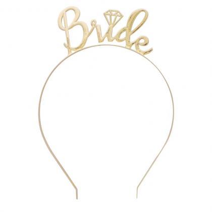 Bride Letter Gold Headband, Wedding Guest Flower..