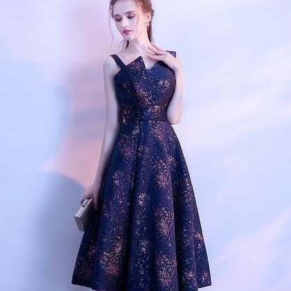 Navy Blue Midi Dress, Sleeveless Star Dress,..