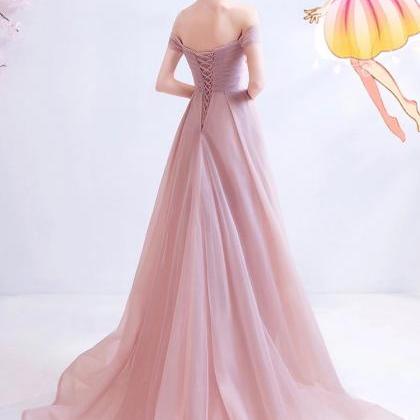 Pink Bridal Dress, Split Wedding Gown, Off..