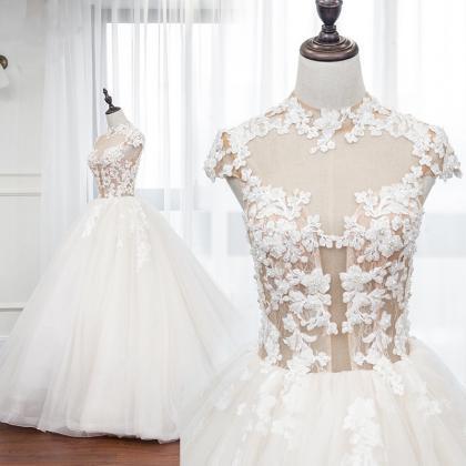 Wedding Dress, Simple Lace Bridal Dress, Decal..