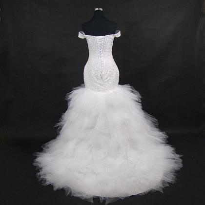 Off Shoulder Mermaid Wedding Dress, Large Size..