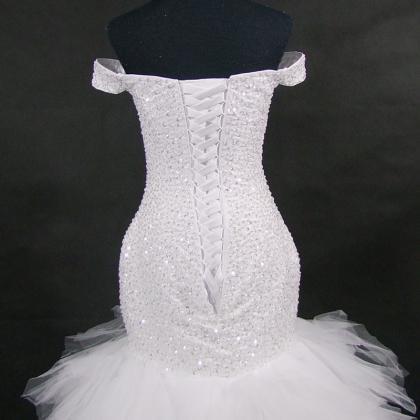 Off Shoulder Mermaid Wedding Dress, Large Size..