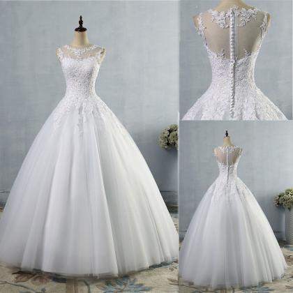 O-neck Bridal Dress, Sleeveless Bouffant Dress..