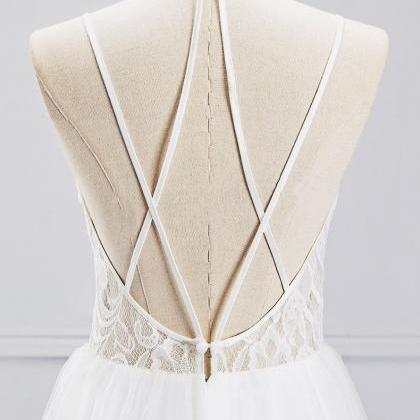 Spaghetti Strap Wedding Dress ,backless,white..