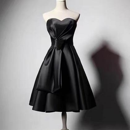 Satin Dress, Hepburn Style Little Black Dress,..