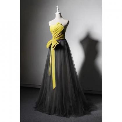 Velvet Evening Gown With Breast Bowknot,, Birthday..