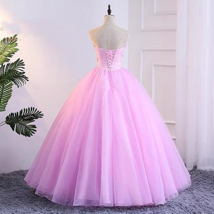 Strapless Ball Gown,applique Floral Prom..