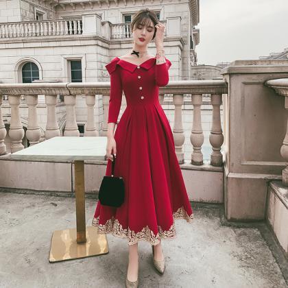 Sweetheart Red Prom Dress,charming Midi..