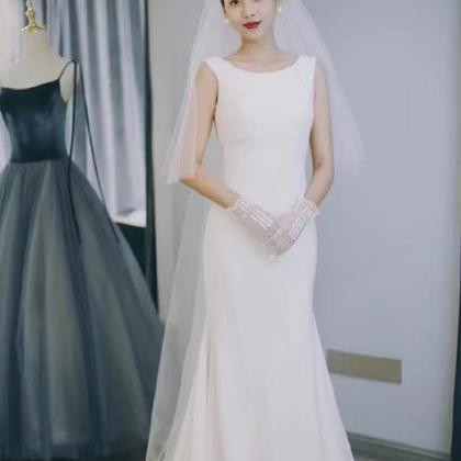Sleeveless Wedding Dress ,simple Bridal..