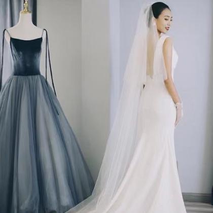Sleeveless Wedding Dress ,simple Bridal..