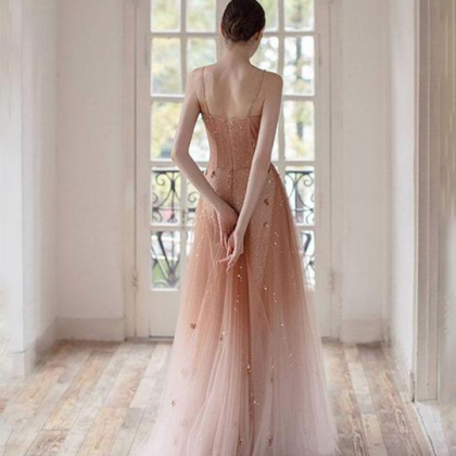 Unique,gradient,spaghetti Strap Prom Dress,light..