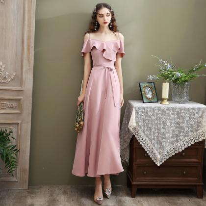 Charming,pink Bridesmaids Dress,daily Party Dress..