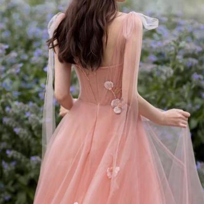 Unique,v-neck Wedding Dress,pink Bridsmaids..