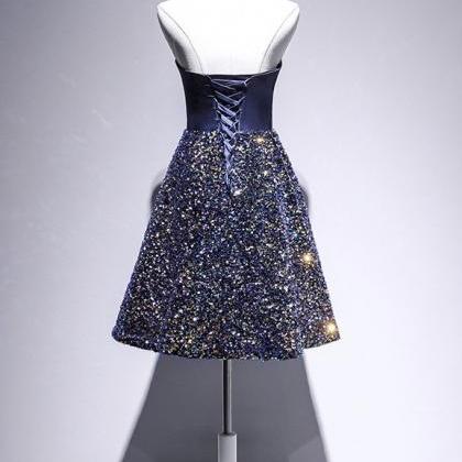 Strapless Homcoming Dress,sequin Party Dress,shiny..