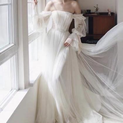 White Evening Dress, Hepburn Style, Temperament..