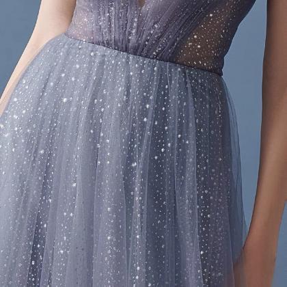 Spring,short Sleeve Prom Dress,gray Party..