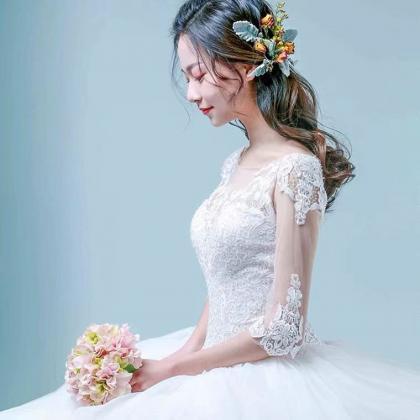 Long Sleeve Bridal Dress,elegant Wedding..